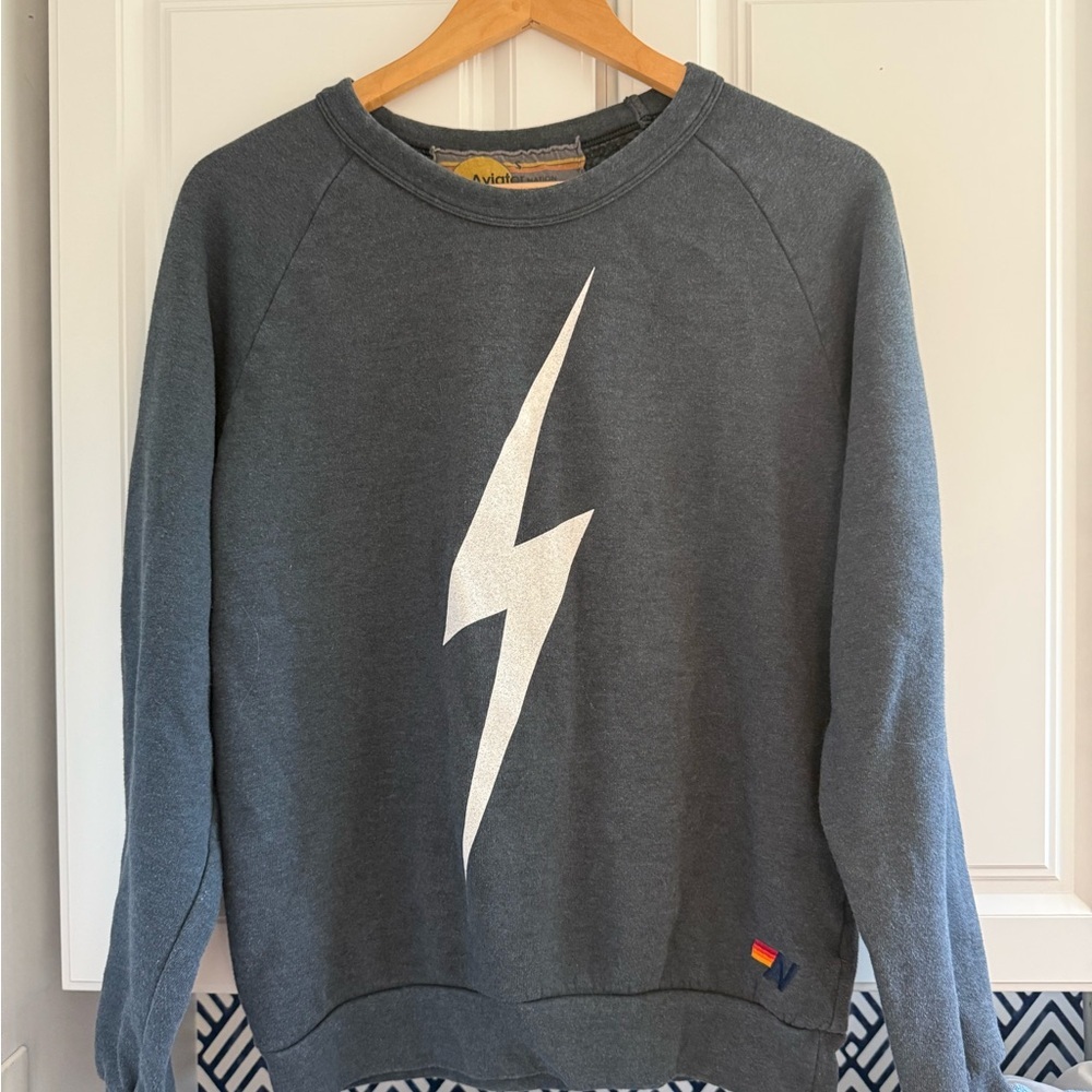 Aviator Nation Bolt Crew Sweatshirt- Charcoal